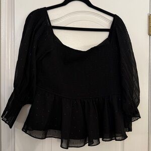 Express Black Textured Blouse